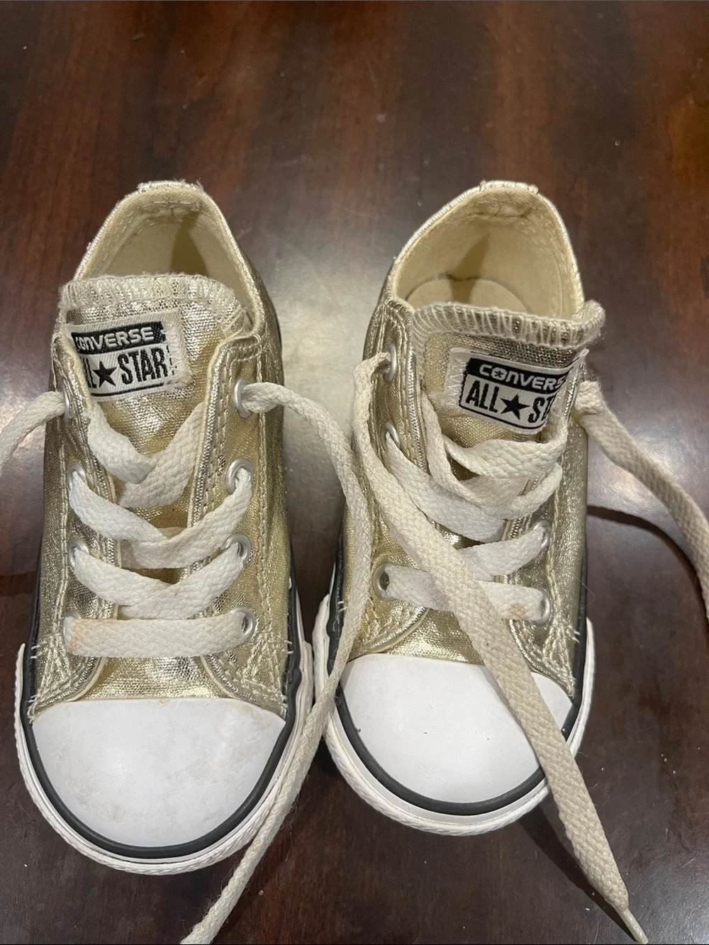 Converse Kids Metallic Gold Low-Top Sneakers with White Toe